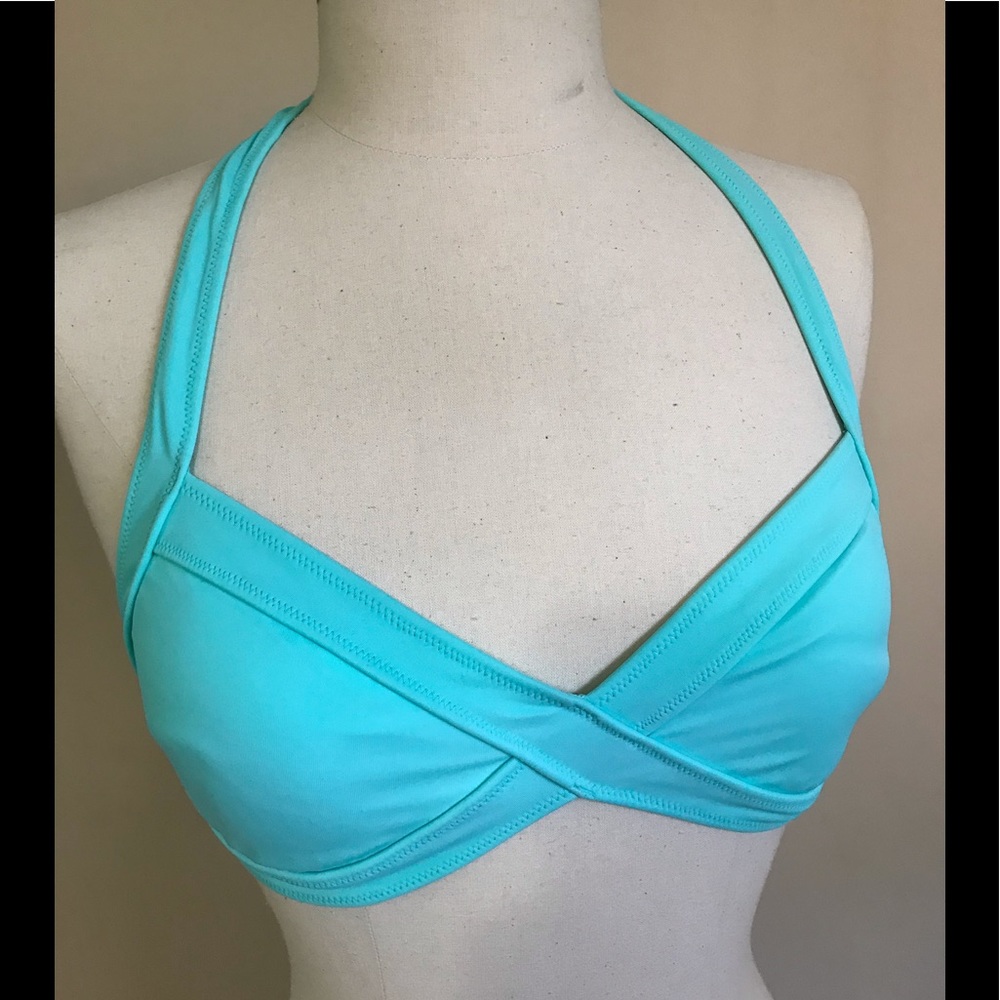 VS PINK Halter Bikini Turquoise Blue Green Medium